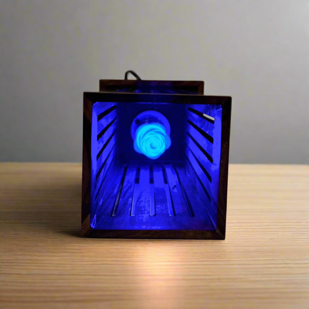 Handcrafted Slit Design Wooden Lamp