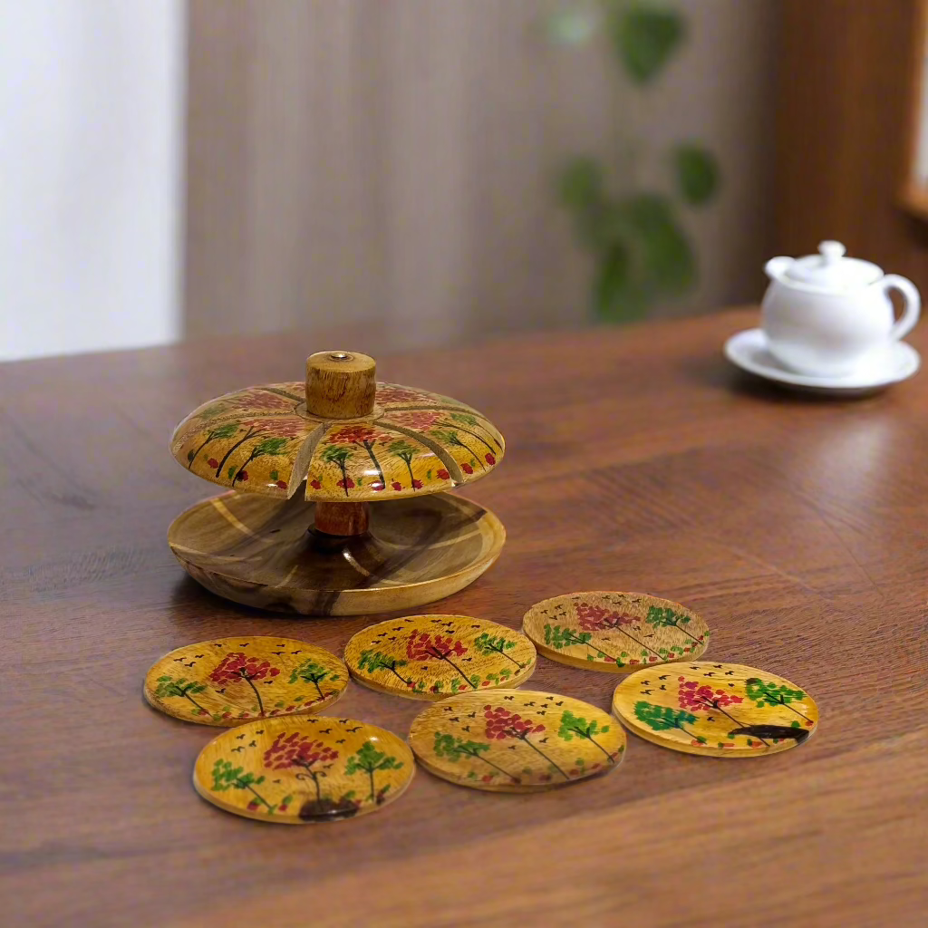 Handcrafted Wooden Tea Mat Set