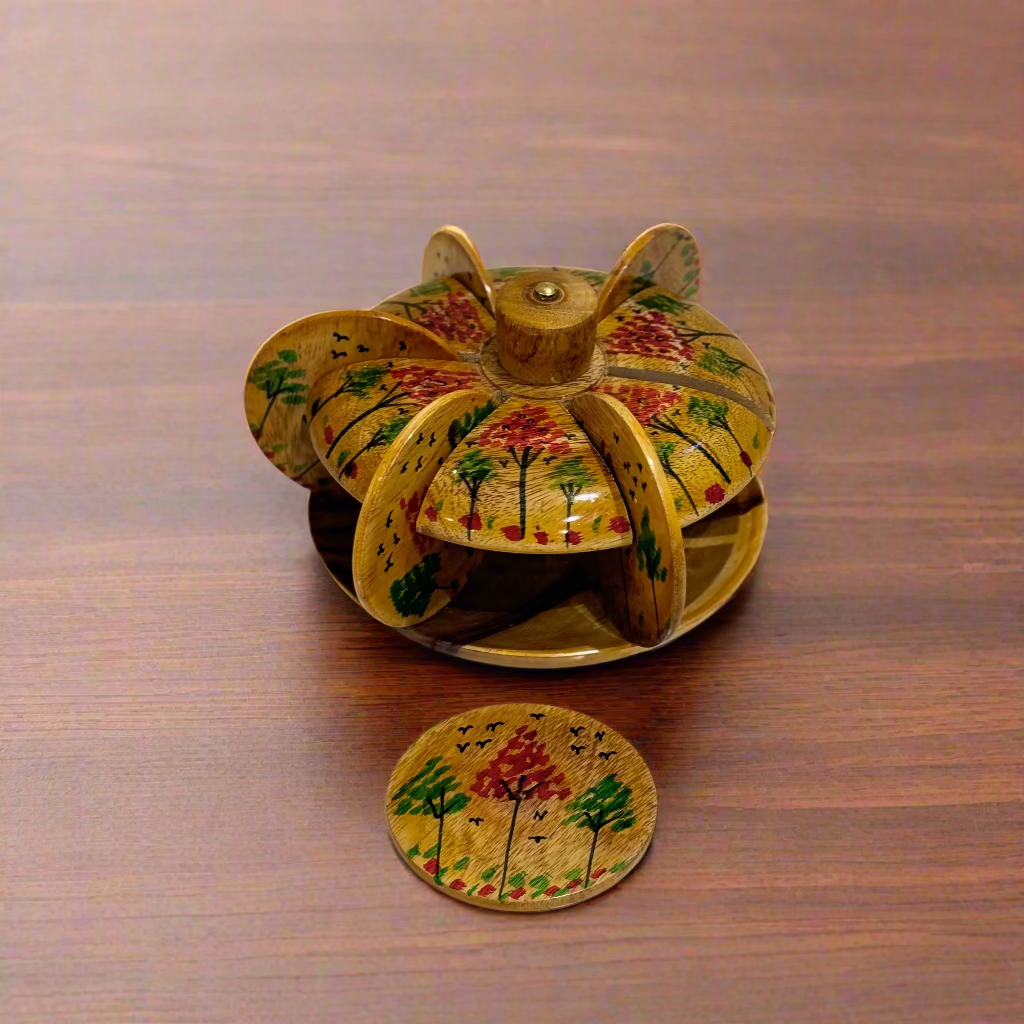 Handcrafted Wooden Tea Mat Set