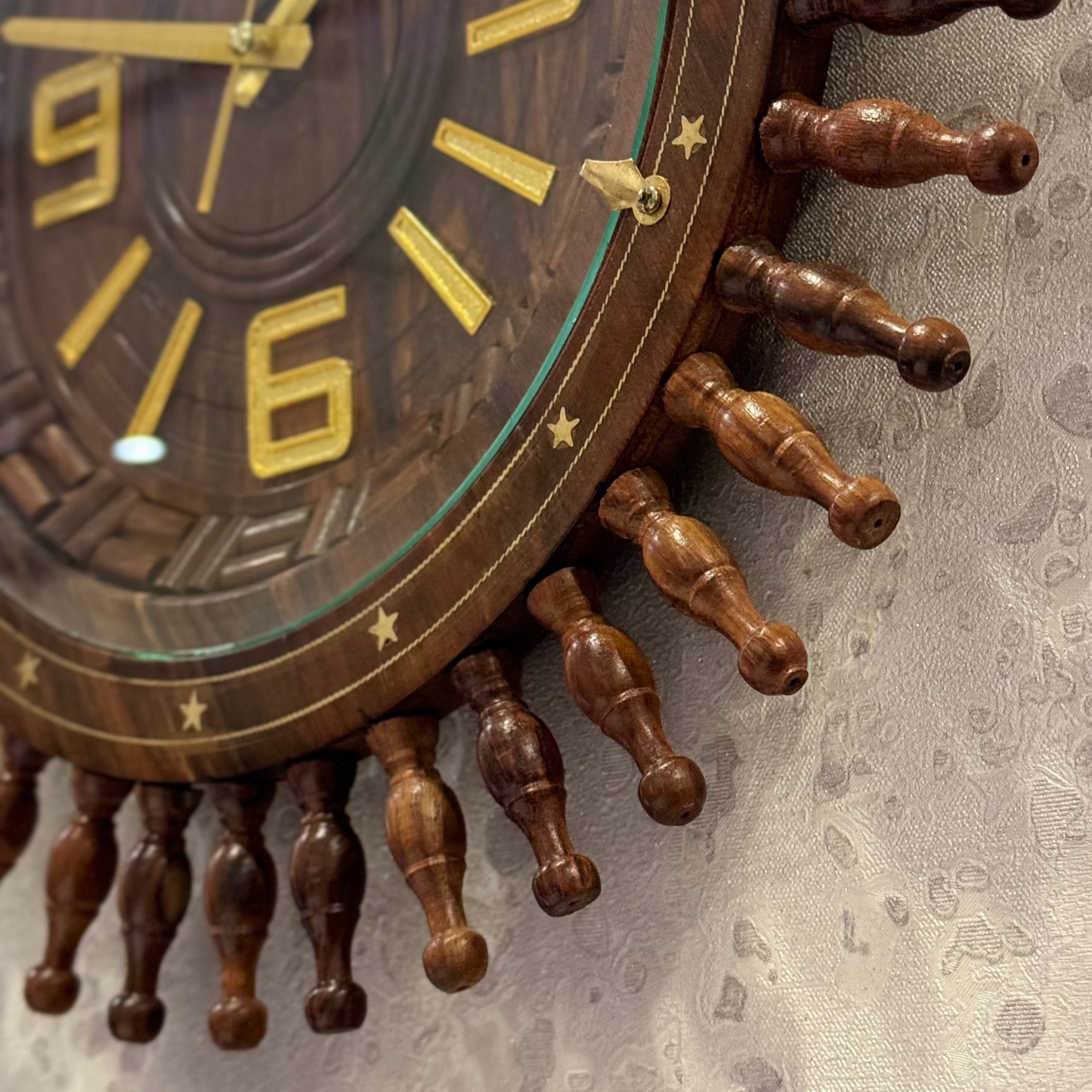 Handcrafted Sunburst Wooden Wall Clock