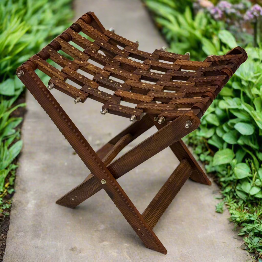 Handcrafted Wooden Foldable Stool