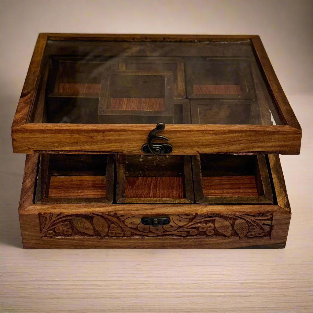 Handcrafted Wooden Spice Box
