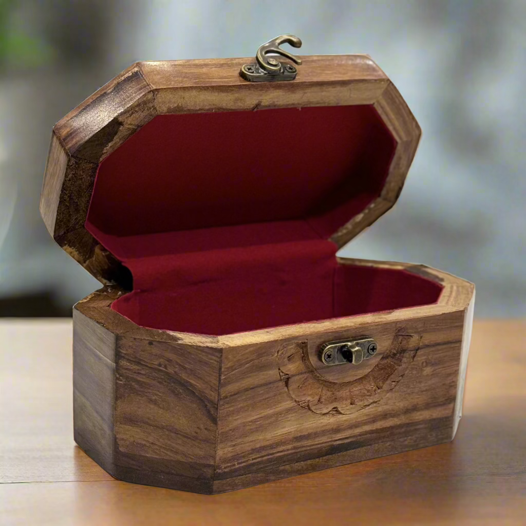Handcrafted Octagonal Wooden Jewellery Box – Pine Crafts