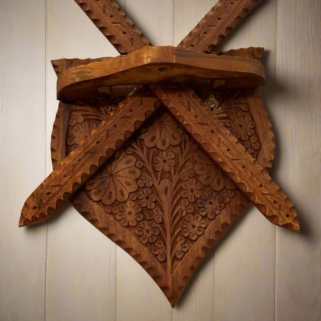 Handcrafted Warrior's Crest Wooden Wall Art