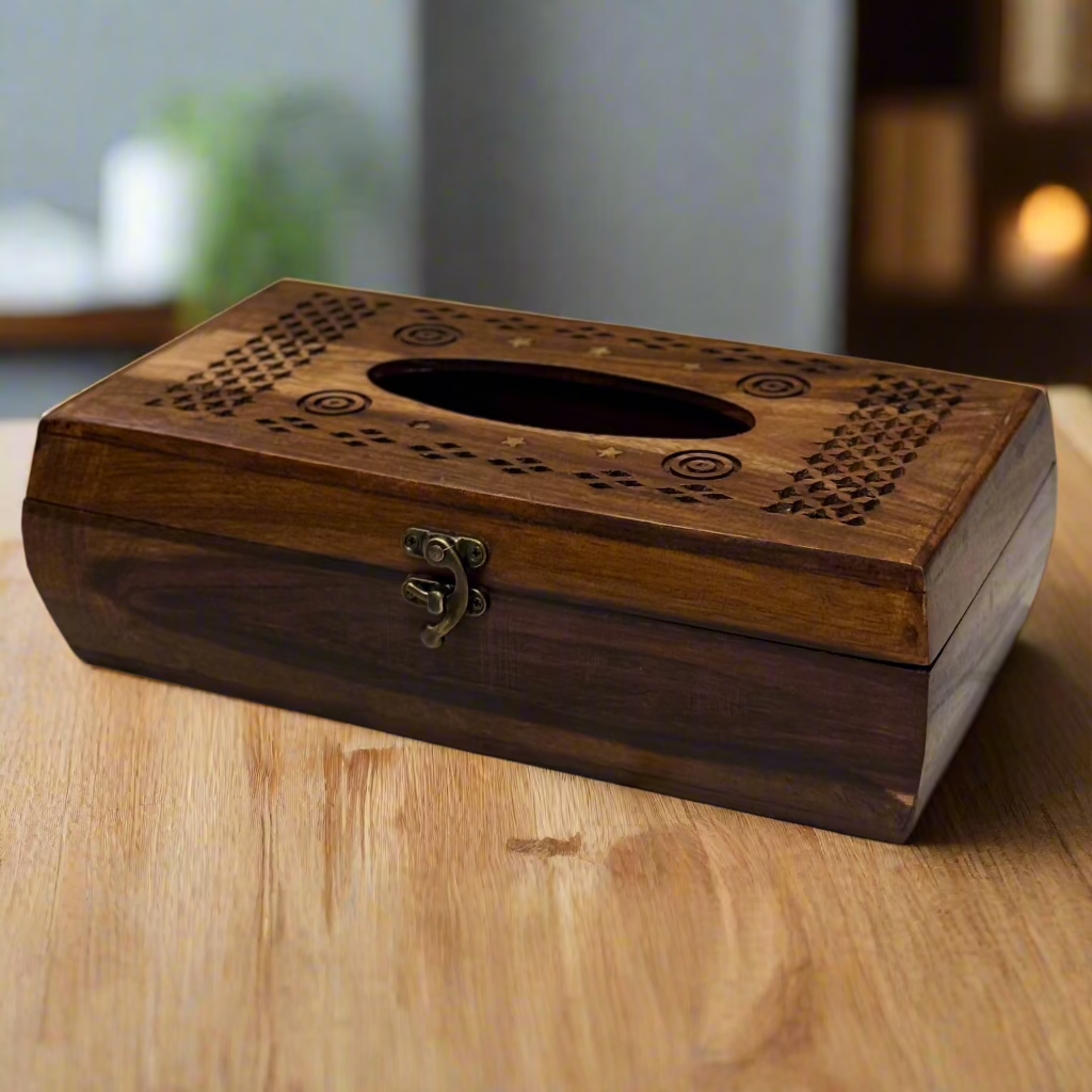 Handcrafted Wooden Tissue Box (Rounded Sides)