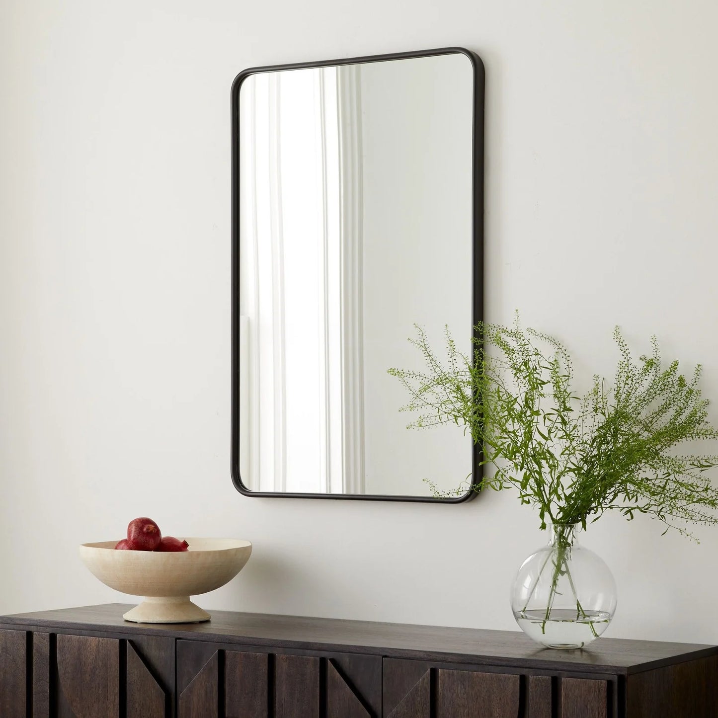 Rectangular Wall Hanging Mirror Round Border