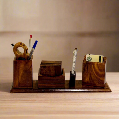 Handcrafted Wooden Desk Organizer