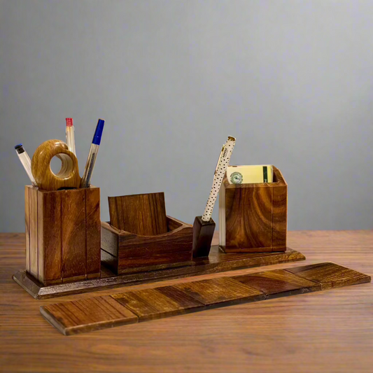 Handcrafted Wooden Desk Organizer