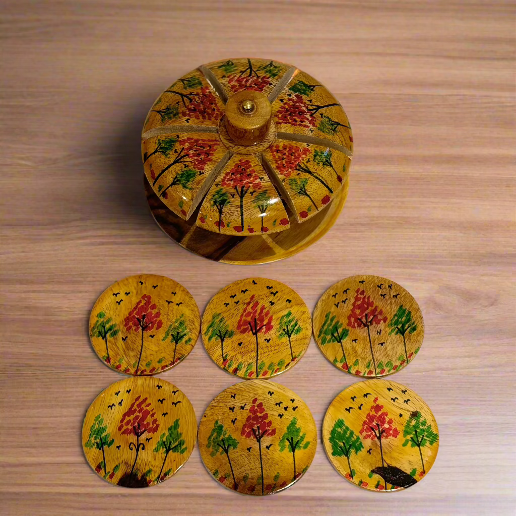 Handcrafted Wooden Tea Mat Set