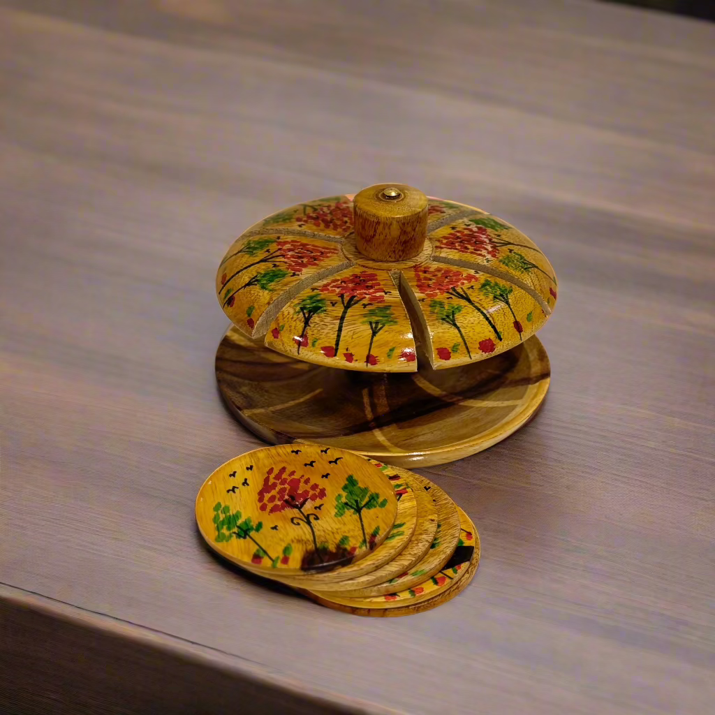 Handcrafted Wooden Tea Mat Set