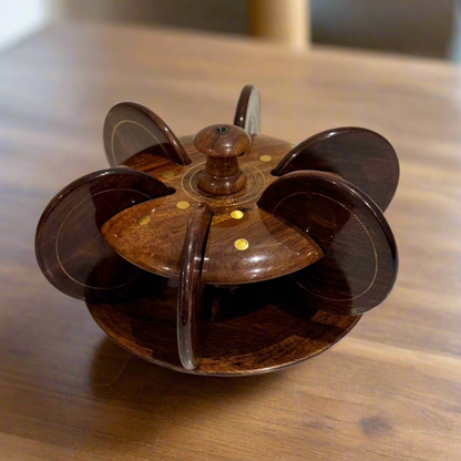 Handcrafted Wooden Tea Mat Set (Brass Work)