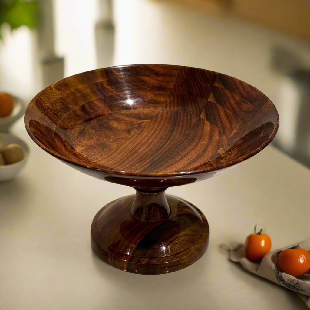 Handcrafted Wooden Fruit Bowl (Rose  Wood)