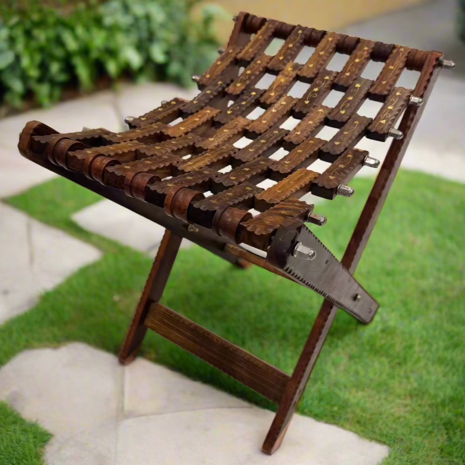 Handcrafted Wooden Foldable Stool