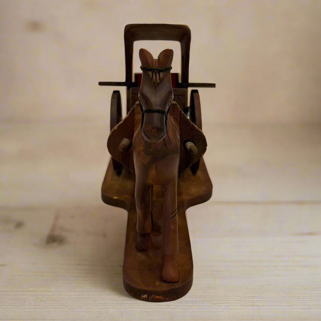 Handcrafted Wooden Horse with Cart