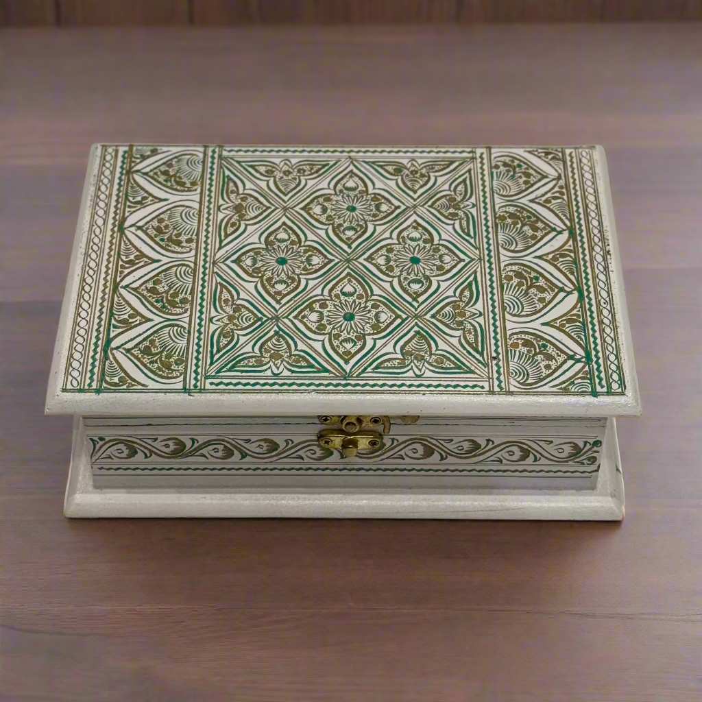 Handcrafted Wooden Jewellery Box With Naqshi Art