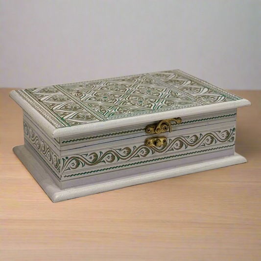 Handcrafted Wooden Jewellery Box With Naqshi Art