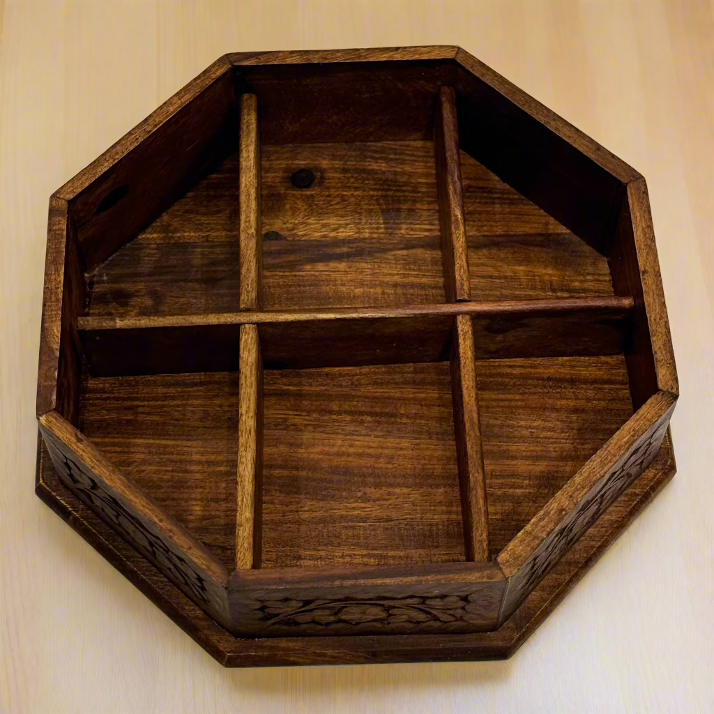 Handcrafted Octagonal Wooden Spice Box
