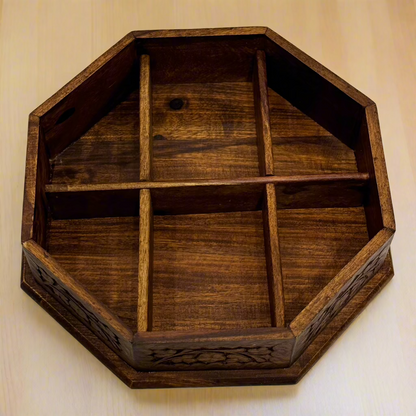 Handcrafted Octagonal Wooden Spice Box
