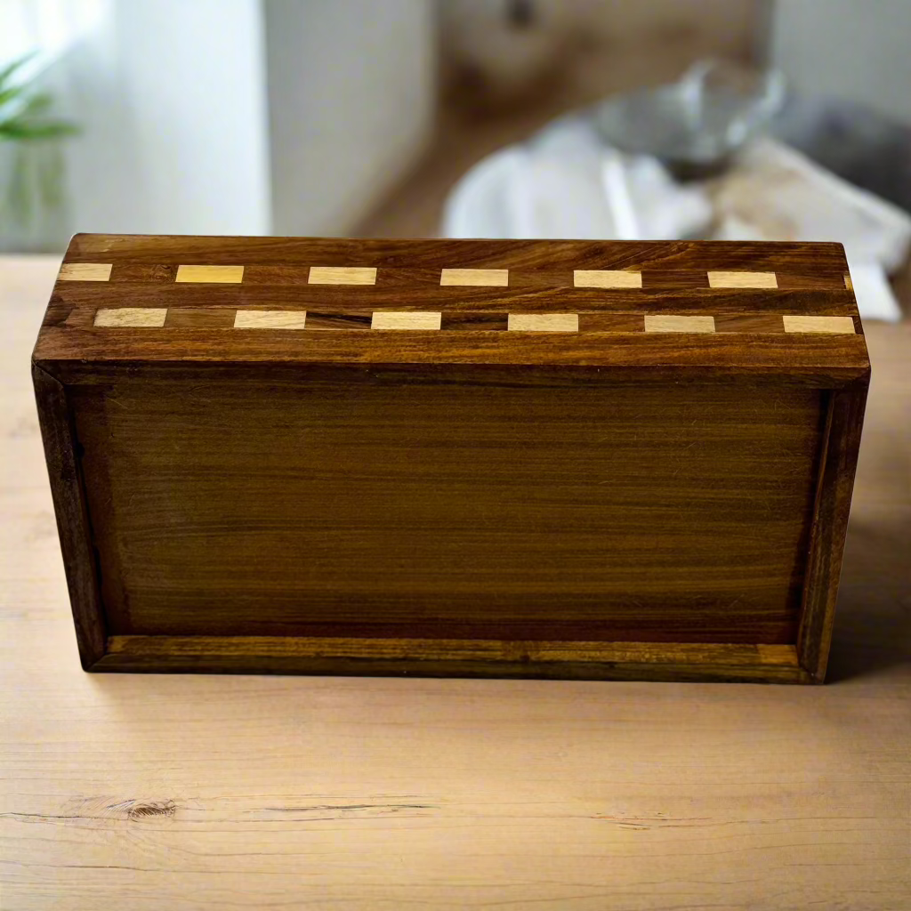 Handcrafted Wooden Tissue Box (Chequered Design)