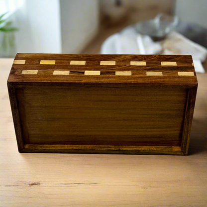 Handcrafted Wooden Tissue Box (Chequered Design)