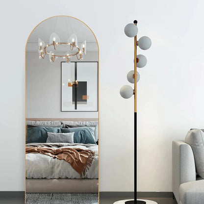 Pine Wood Arched Mirror | Wooden Mirror With Stand