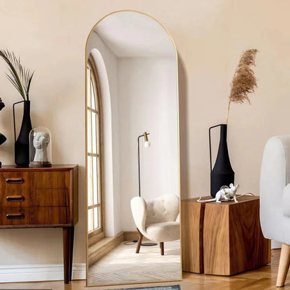 Pine Wood Arched Mirror | Wooden Mirror With Stand